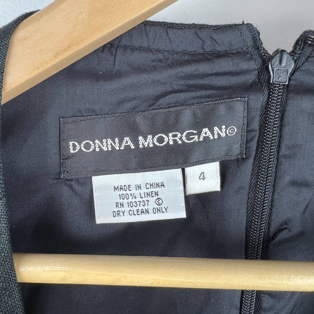 Donna Morgan Dress Size 4 Black Linen Sleeveless Sheath - Picture 7 of 9